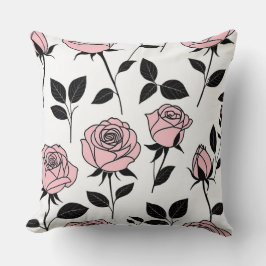 Rosa och svart ro art kudde