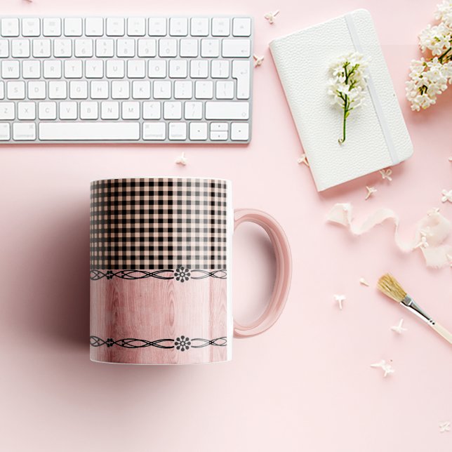 Rosa och svart rödkaffe Mugg (Skapare uppladdad)