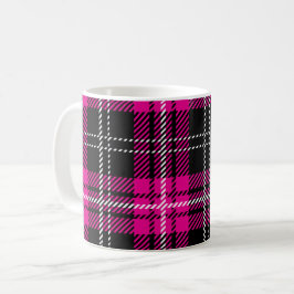 Rosa och svart rutmönstrad Tartan tryckt kaffekopp