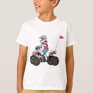 Rosa och svart ryttare för flicka ATV T Shirt