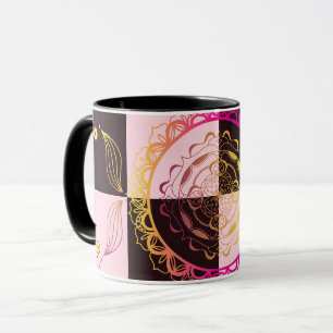 Rosa och svart schackbräde, mystisk grafik mugg