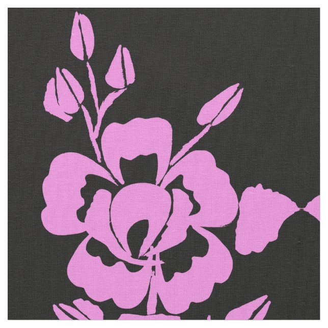 Rosa och svart silhuette-kammad bomullsstruktur tyg (Närbild)