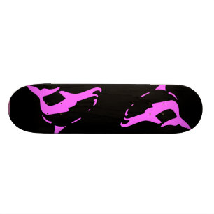 Rosa och svart skateboarddäck för DELFINER Mini Skateboard Bräda 18,7 Cm