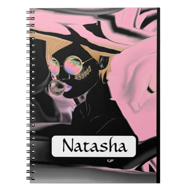 Rosa och svart, skönhetsmålning anteckningsbok (Framsidan)