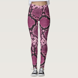 Rosa och svart Snakeskin Leggings