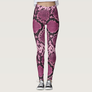 Rosa och svart Snakeskin Leggings