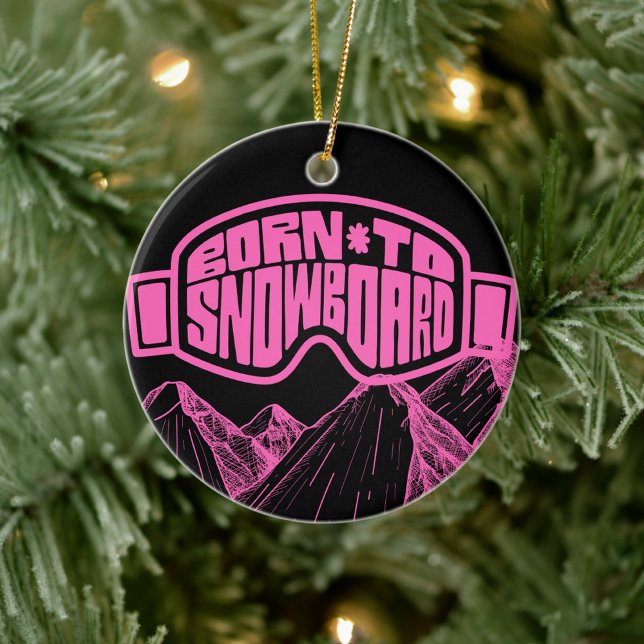 Rosa och svart snöbordning Snowboard-jul Julgransprydnad Keramik (Skapare uppladdad)