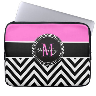 Rosa och svart sparreMonogramelegant Laptop Sleeve