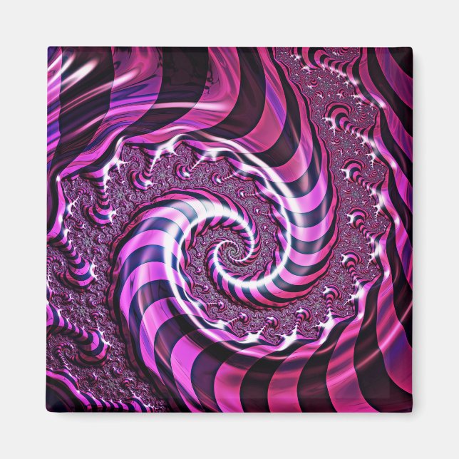 Rosa och svart Spiral Illusion Magnet (Framsidan)