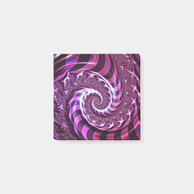 Rosa och svart Spiral Illusion Post-it Block (Framsida)