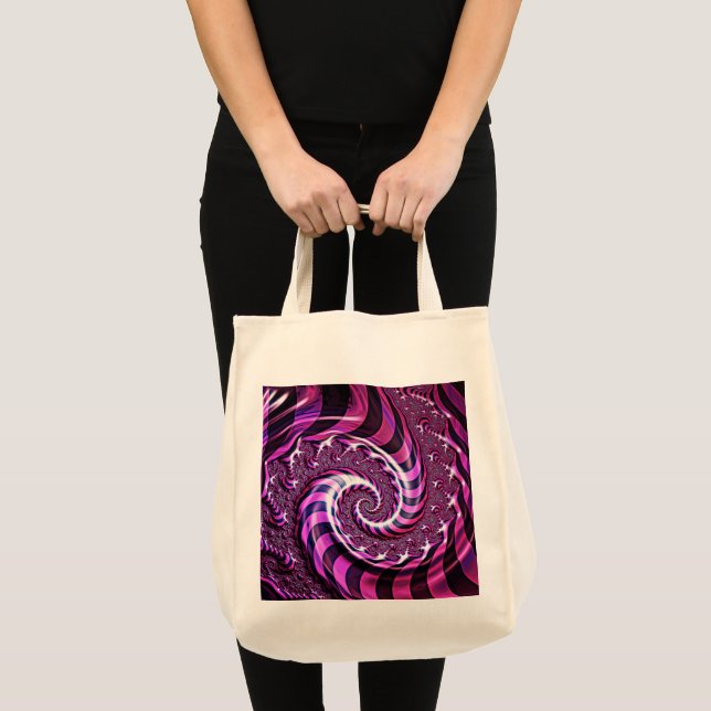 Rosa och svart Spiral Illusion Tote Bag Tygkasse (Framsida (produkt))