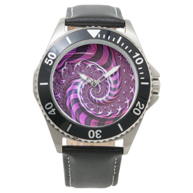 Rosa och svart Spiral Illusion Watch Armbandsur (Framsida)
