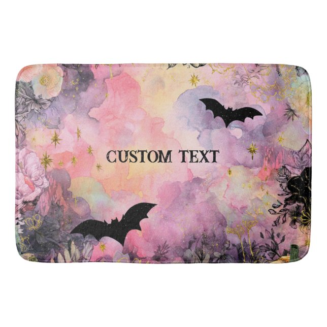 Rosa och svart Spooky Season Badrumsmatta (Framsidan)