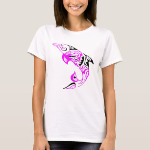 Rosa och svart stam- delfintatueringdesign t-shirt