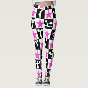 ROSA OCH SVART STAR CHEERLEADER-JURISTER LEGGINGS