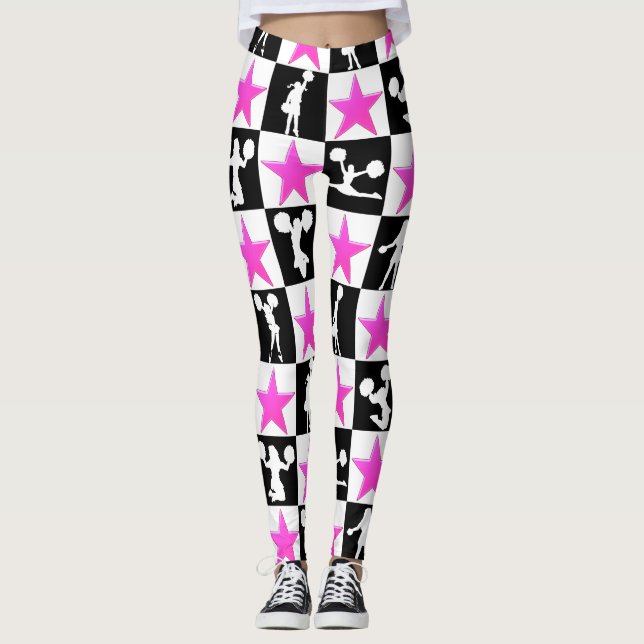 ROSA OCH SVART STAR CHEERLEADER-JURISTER LEGGINGS (Framsida)