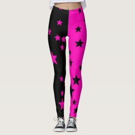 rosa och svart stjärnornas baljväxter leggings