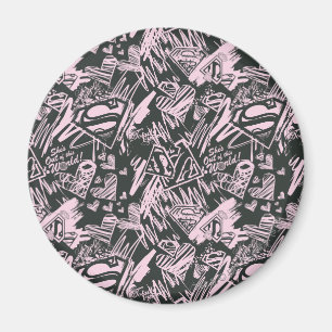 Rosa och svart Supergirl klottrar Magnet