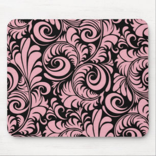 Rosa och svart Swirls Mousepad Musmatta