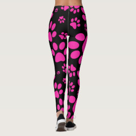 Rosa och svart tass avtryck leggings