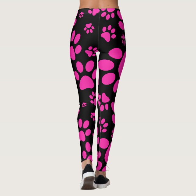Rosa och svart tass avtryck leggings (Baksida)