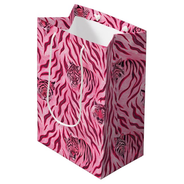 Rosa och svart tigertryckmönster (Framsidan Vinklad)