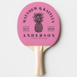Rosa och svart tropisk ananasbröllop pingisracket