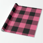 Rosa och svart utcheckade fyrkanter Buffalo Play Presentpapper<br><div class="desc">papper radbrytning av anpassningsbar</div>