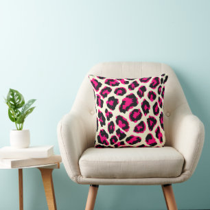 Rosa och svart utskrift av leopard kudde
