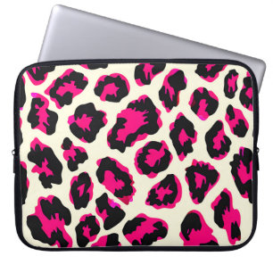 Rosa och svart utskrift av leopard laptop fodral