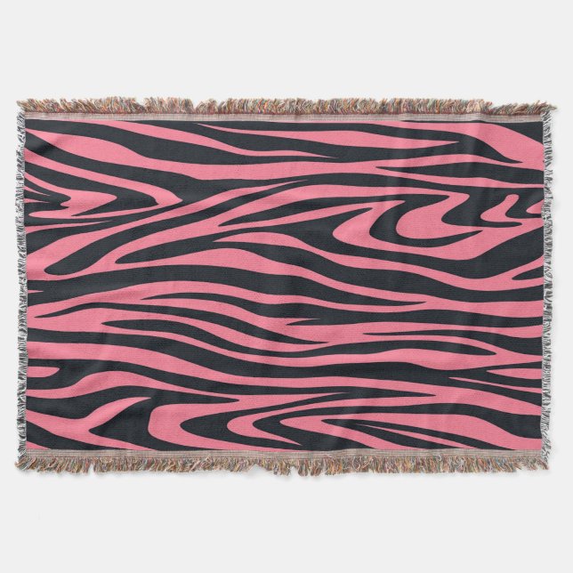 Rosa och svart utskrift av Zebra-djur Filt (Framsidan)