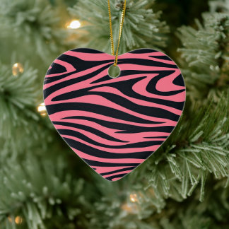 Rosa och svart utskrift av Zebra-djur Julgransprydnad Keramik