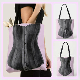 Rosa och svart Vintage Corset Tygkasse