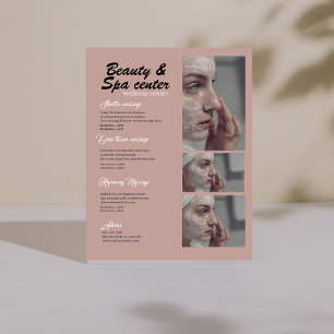Rosa och Svart Vit Enkel Spa Skönhetscenter Flygblad