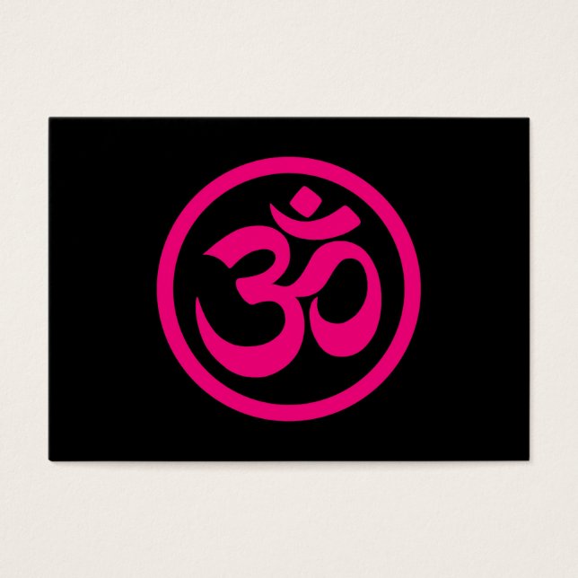 Rosa och svart Yoga Om Circle Visitkort (Framsidan)