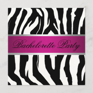 Rosa och svart Zebra Bachelorette-partiet Inbjudningar