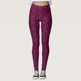 Rosa och svart Zebra Rand Mönster Leggings