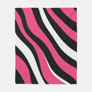 Rosa och svart Zebra ränder Fleecefilt