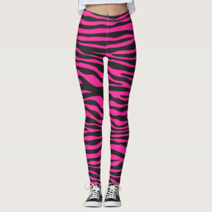 Rosa och svart Zebra ränder Leggings