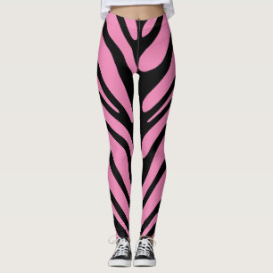Rosa och svart Zebra ränder Leggings