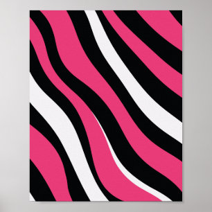 Rosa och svart Zebra ränder Poster