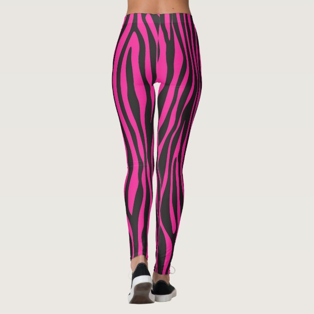Rosa och svart Zebra tryck Leggings (Baksida)