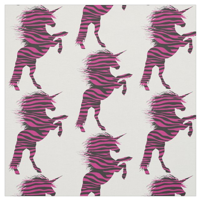 Rosa och svart Zebra tryck Unicorn Tyg (Provkarta)