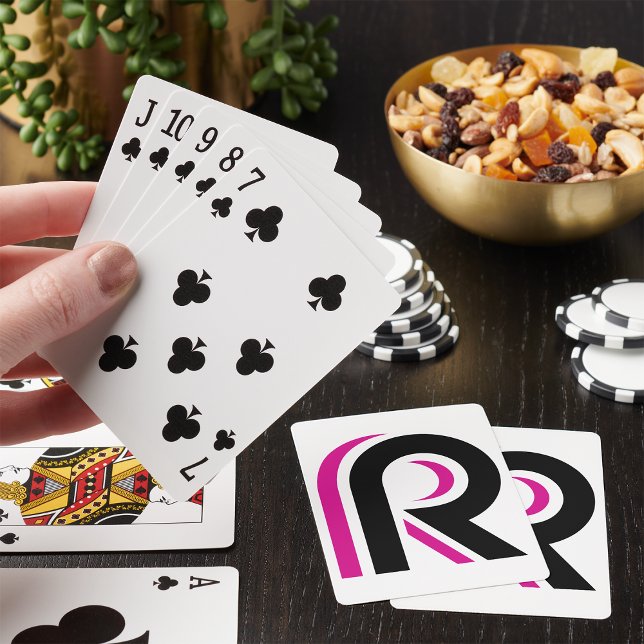 Rosa och svarta bokstaven R Casinokort (Skapare uppladdad)
