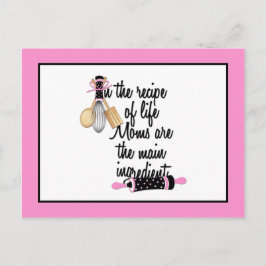 Rosa och svarta mammas receptkort vykort