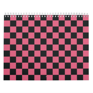 Rosa och svarta mönster Rutigt schackrutig kontrol Kalender