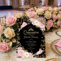 Rosa och svarta Quinceañera-guldröda rosor