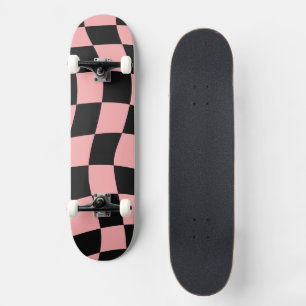 Rosa och svarta rutiga mini skateboard bräda 18,5 cm