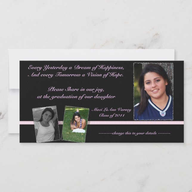 Rosa och Svarta Studenten Inbjudan för Maci (Framsida)