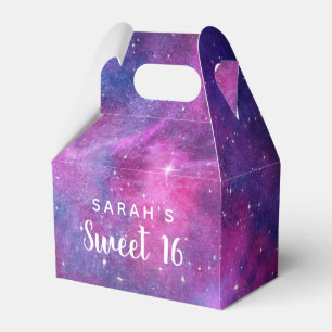 Rosa och Sweet sixteen av vattenfärg Galaxy Presentaskar